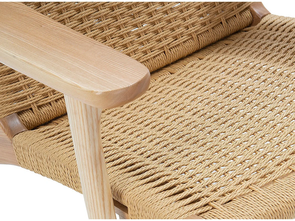 Fauteuil bois clair avec corde naturel Pétunia