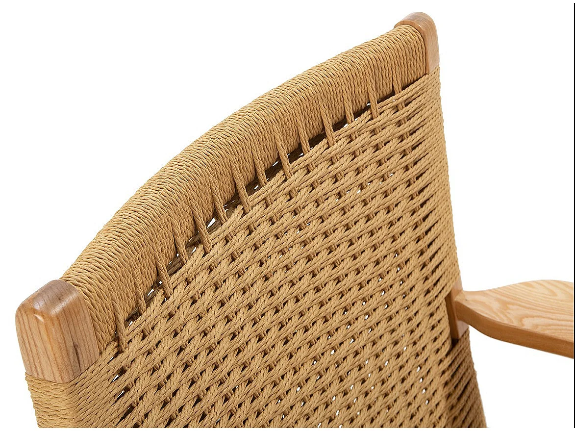 Fauteuil bois clair avec corde naturel Pétunia