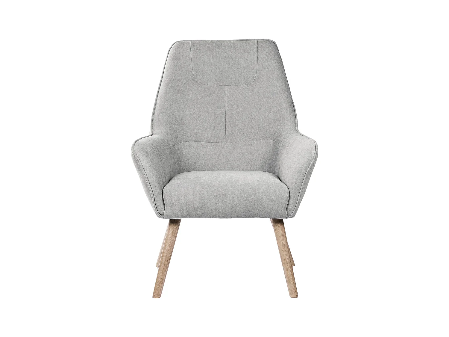 Fauteuil velours avec pieds légèrement en bois naturel Baky-Gris clair