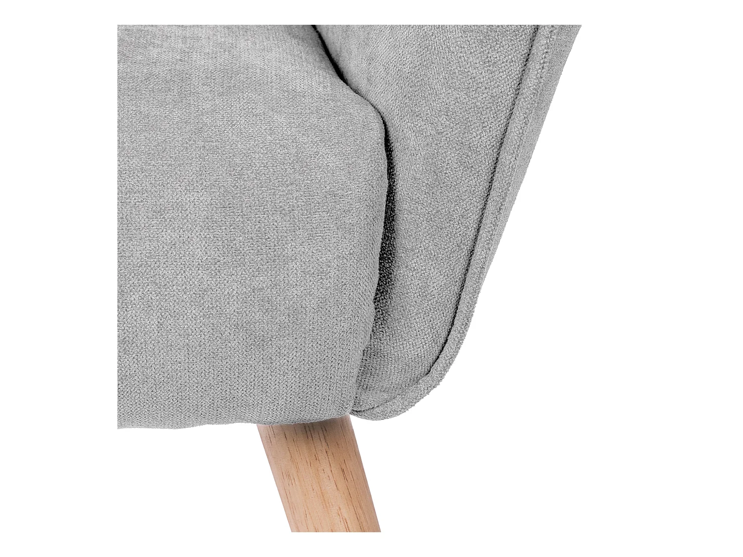 Fauteuil velours avec pieds légèrement en bois naturel Baky-Gris clair