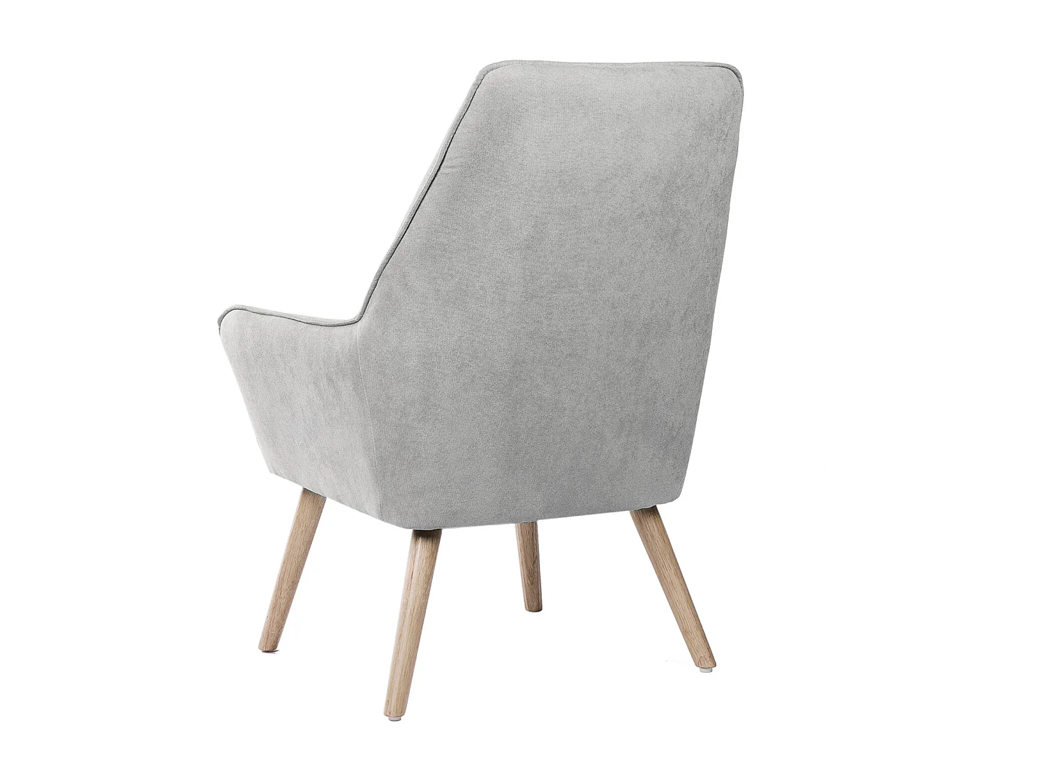 Fauteuil velours avec pieds légèrement en bois naturel Baky-Gris clair