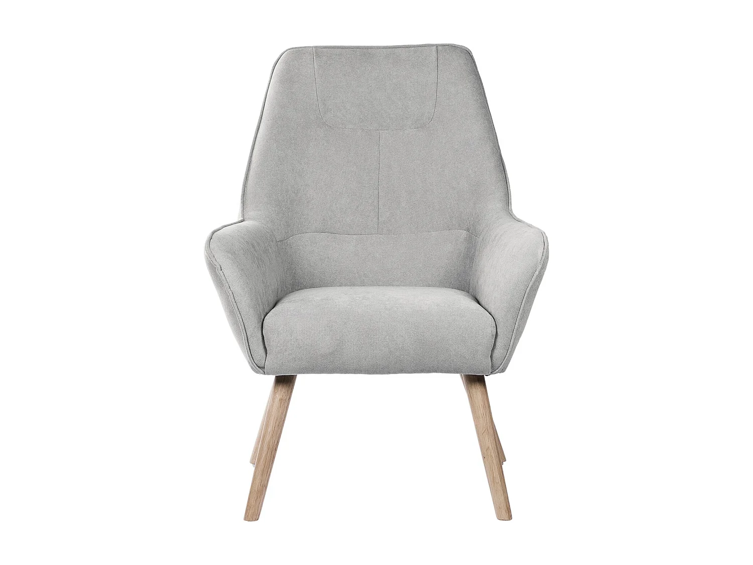 Fauteuil velours avec pieds légèrement en bois naturel Baky-Gris clair