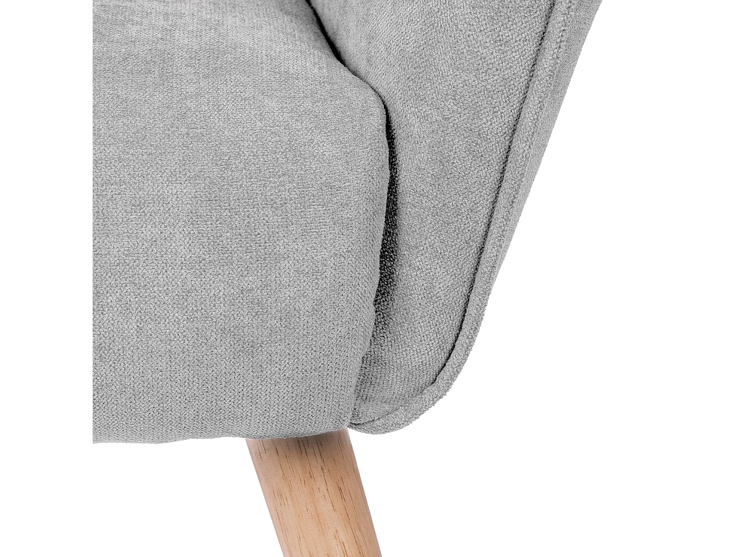 Fauteuil velours avec pieds légèrement en bois naturel Baky-Gris clair