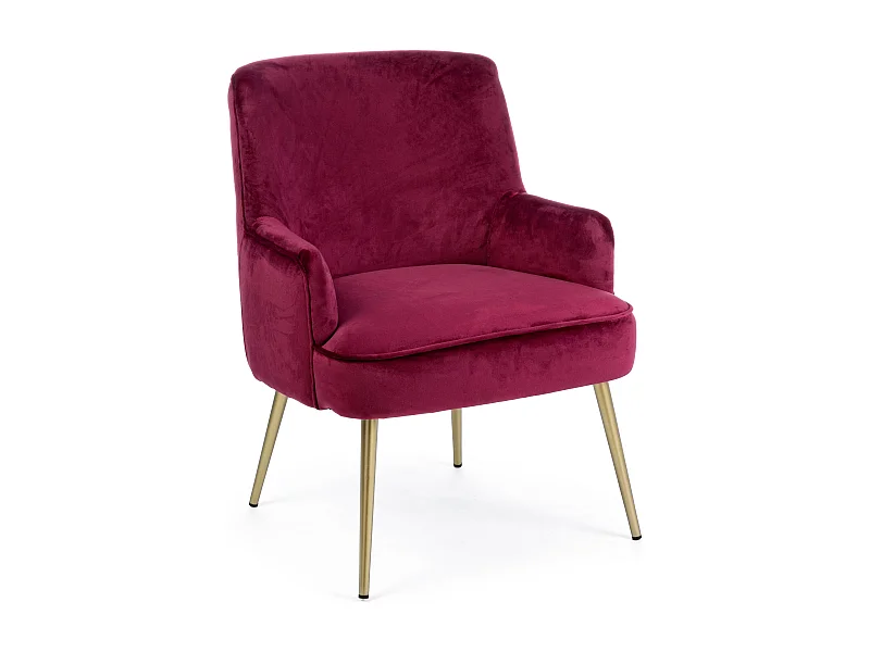 Fauteuil en polyester effet velours rose Natan