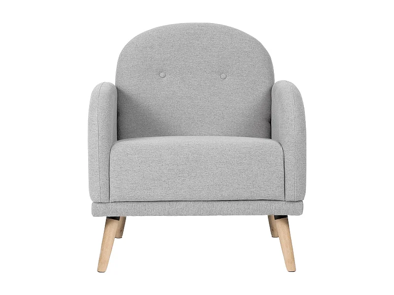 Fauteuil chic tissu gris clair et pieds bois clair BONKA