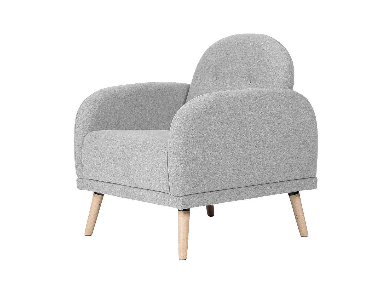 Fauteuil chic tissu gris clair et pieds bois clair BONKA