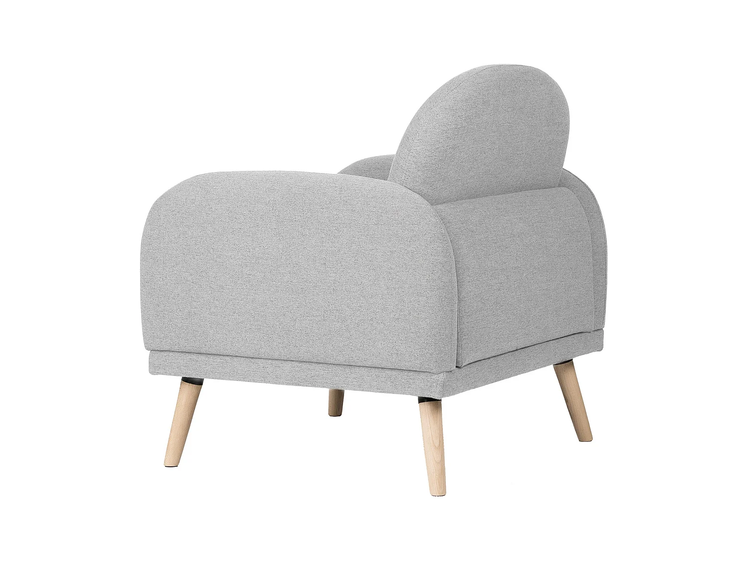 Fauteuil chic tissu gris clair et pieds bois clair BONKA