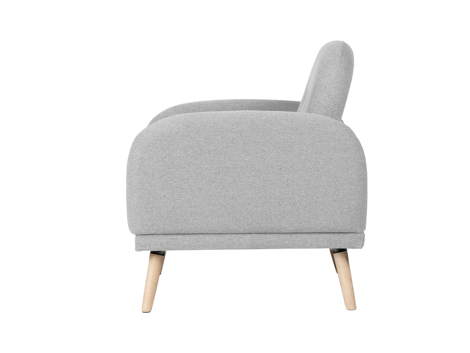 Fauteuil chic tissu gris clair et pieds bois clair BONKA