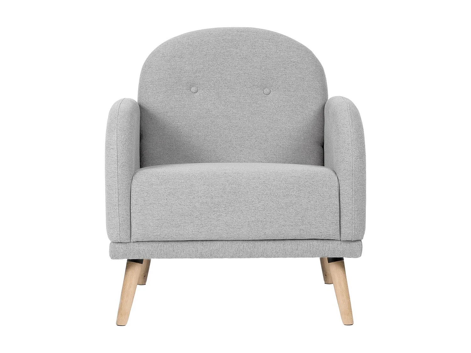 Fauteuil chic tissu gris clair et pieds bois clair BONKA