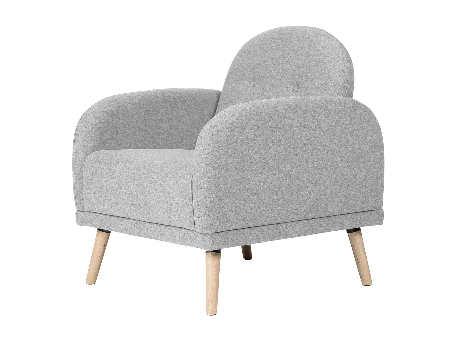 Fauteuil chic tissu gris clair et pieds bois clair BONKA