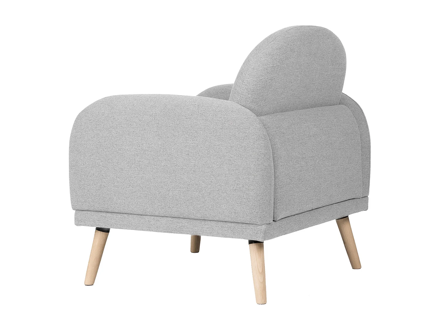 Fauteuil chic tissu gris clair et pieds bois clair BONKA