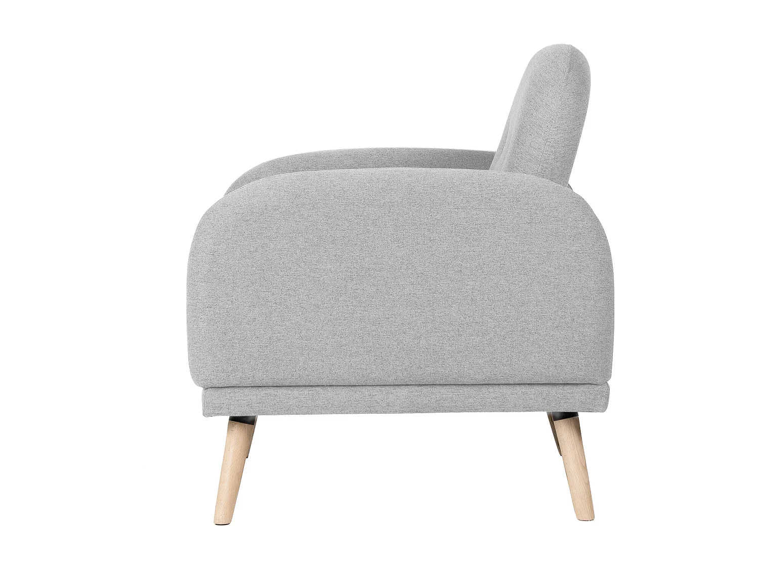 Fauteuil chic tissu gris clair et pieds bois clair BONKA