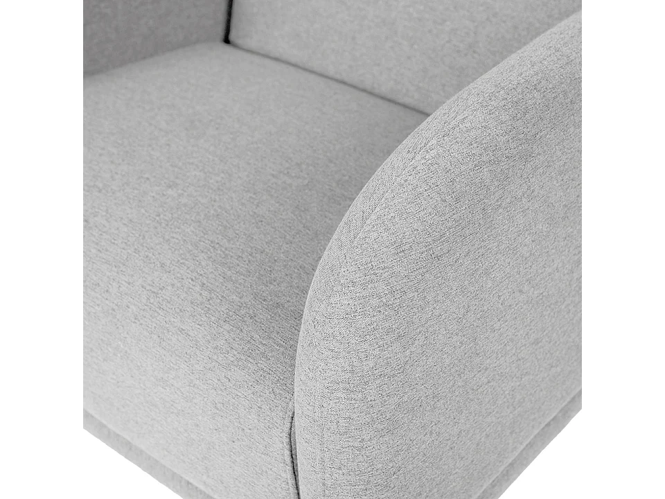 Fauteuil chic tissu gris clair et pieds bois clair BONKA