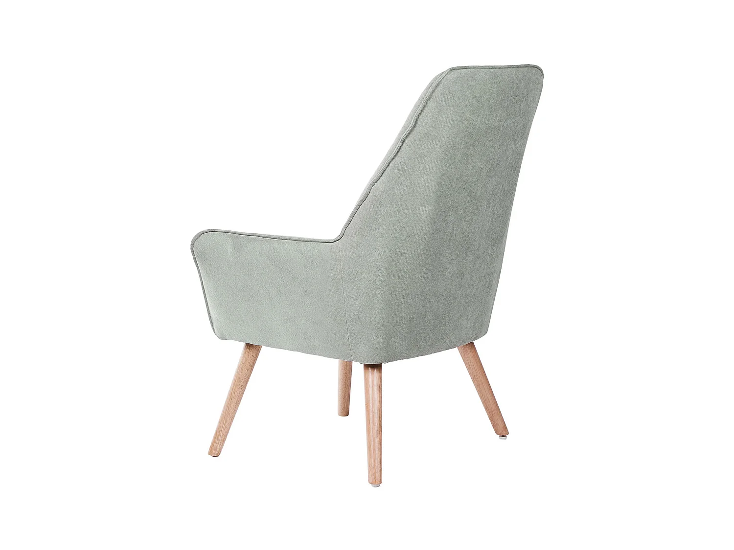 Fauteuil velours avec pieds légèrement en bois naturel Baky-Vert amande