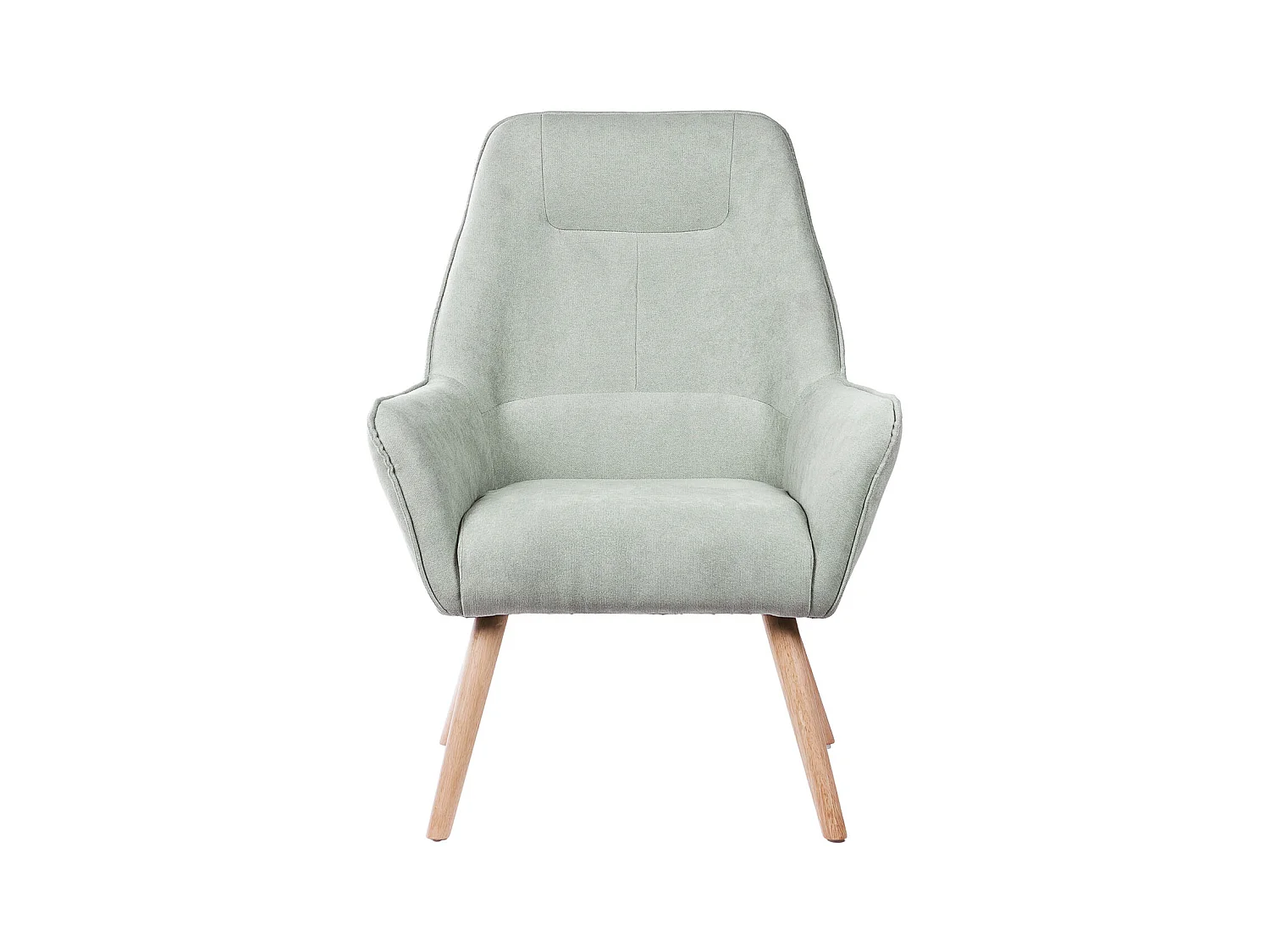 Fauteuil velours avec pieds légèrement en bois naturel Baky-Vert amande