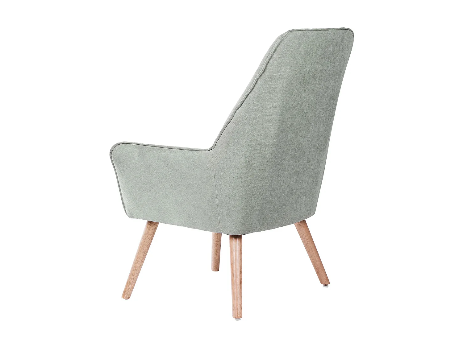 Fauteuil velours avec pieds légèrement en bois naturel Baky-Vert amande