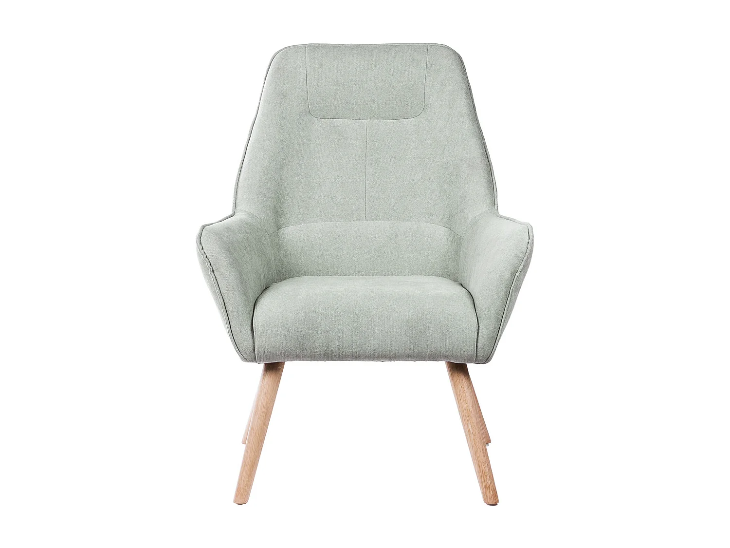 Fauteuil velours avec pieds légèrement en bois naturel Baky-Vert amande