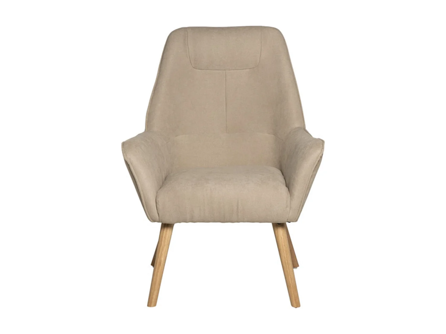 Fauteuil velours avec pieds légèrement en bois naturel Baky-Vert amande