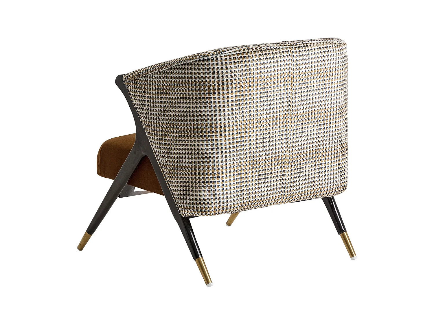 Sillón Bari 72 cm de terciopelo mostaza y madera de caucho negra