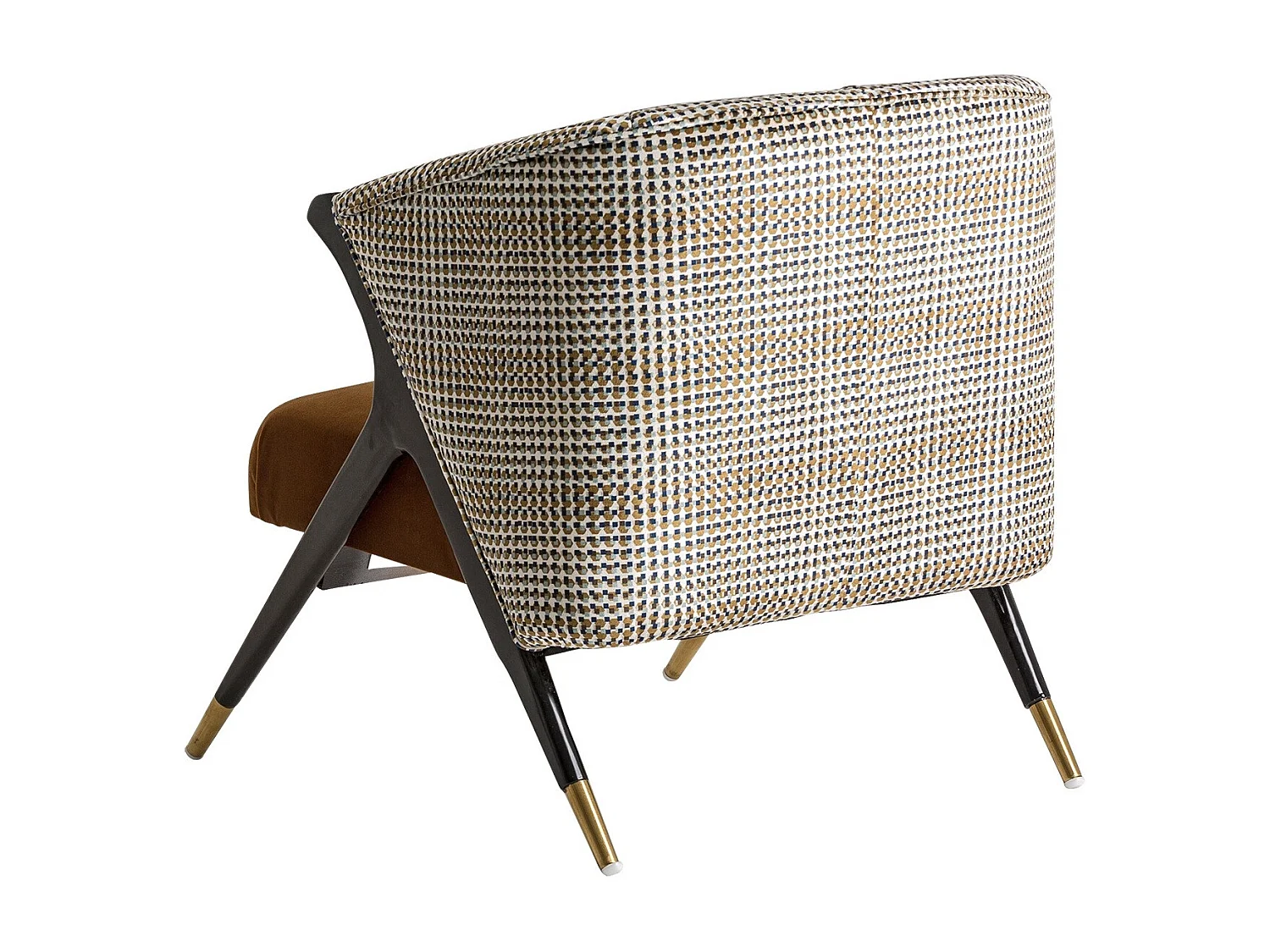 Sillón Bari 72 cm de terciopelo mostaza y madera de caucho negra