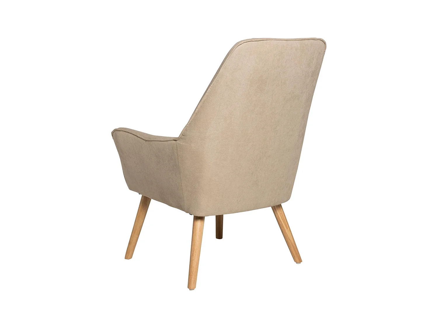 Fauteuil velours avec pieds légèrement en bois naturel Baky-Beige