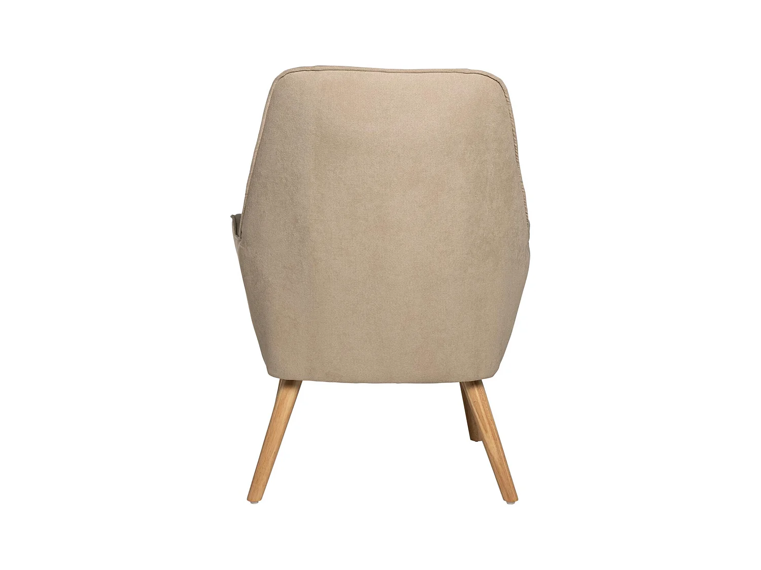 Fauteuil velours avec pieds légèrement en bois naturel Baky-Beige