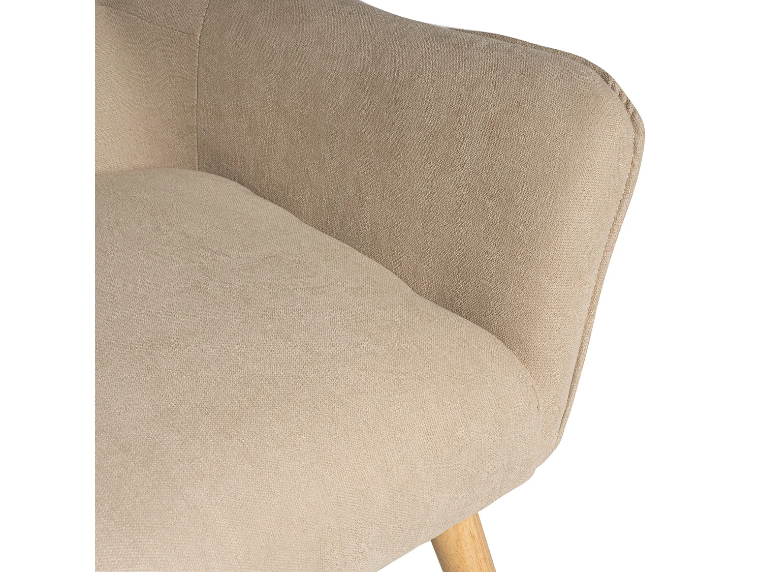 Fauteuil velours avec pieds légèrement en bois naturel Baky-Beige