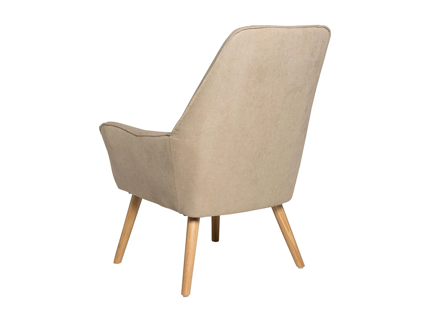 Fauteuil velours avec pieds légèrement en bois naturel Baky-Beige