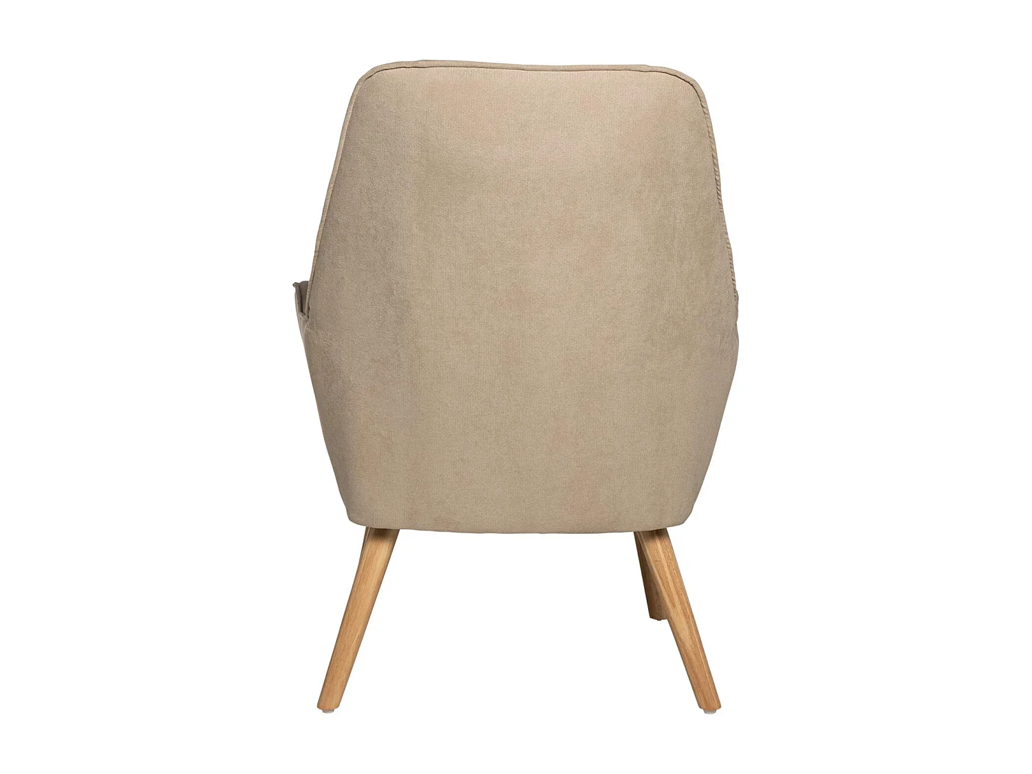 Fauteuil velours avec pieds légèrement en bois naturel Baky-Beige