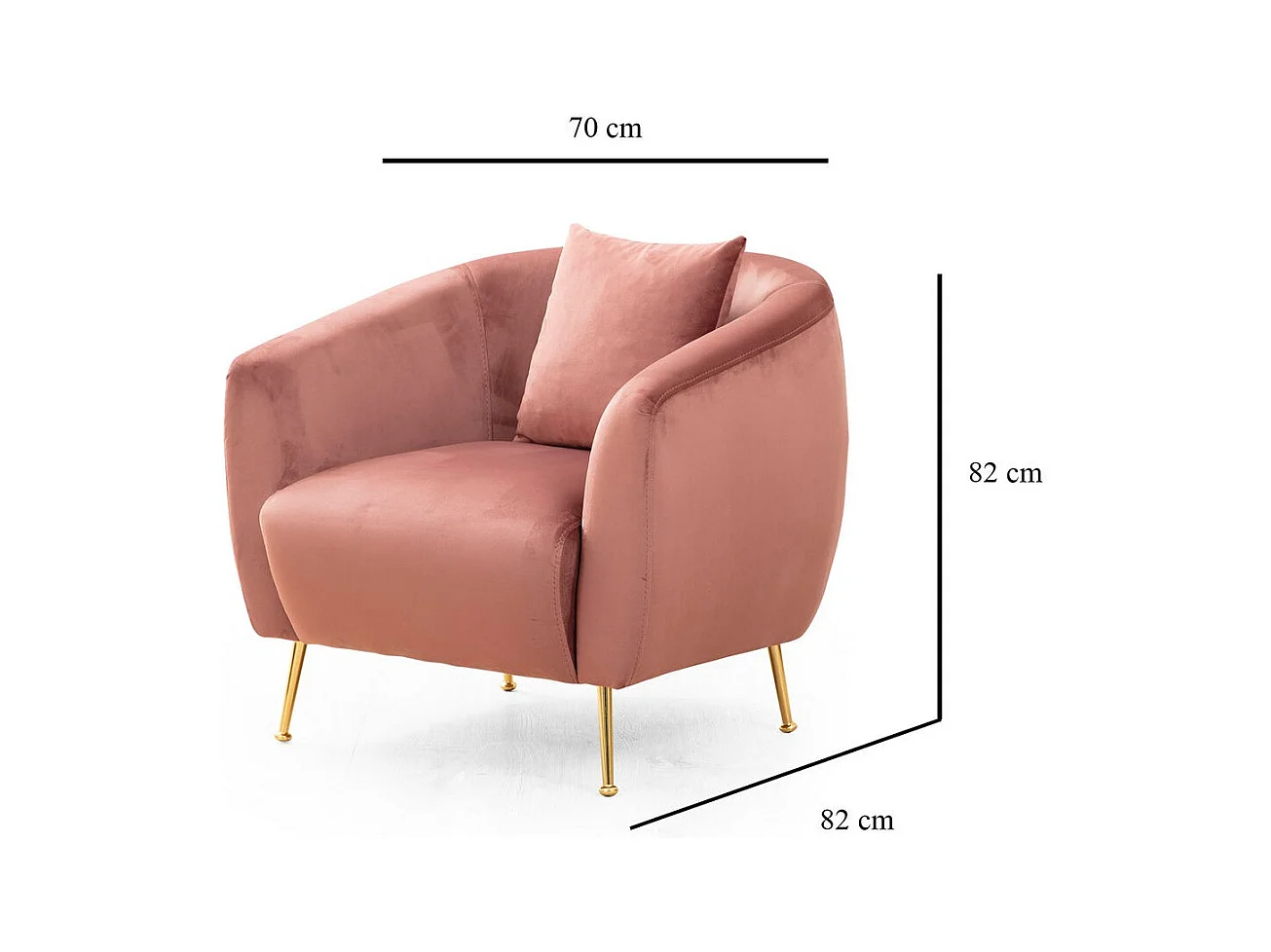 Fauteuil tissu rose Tazany 70cm