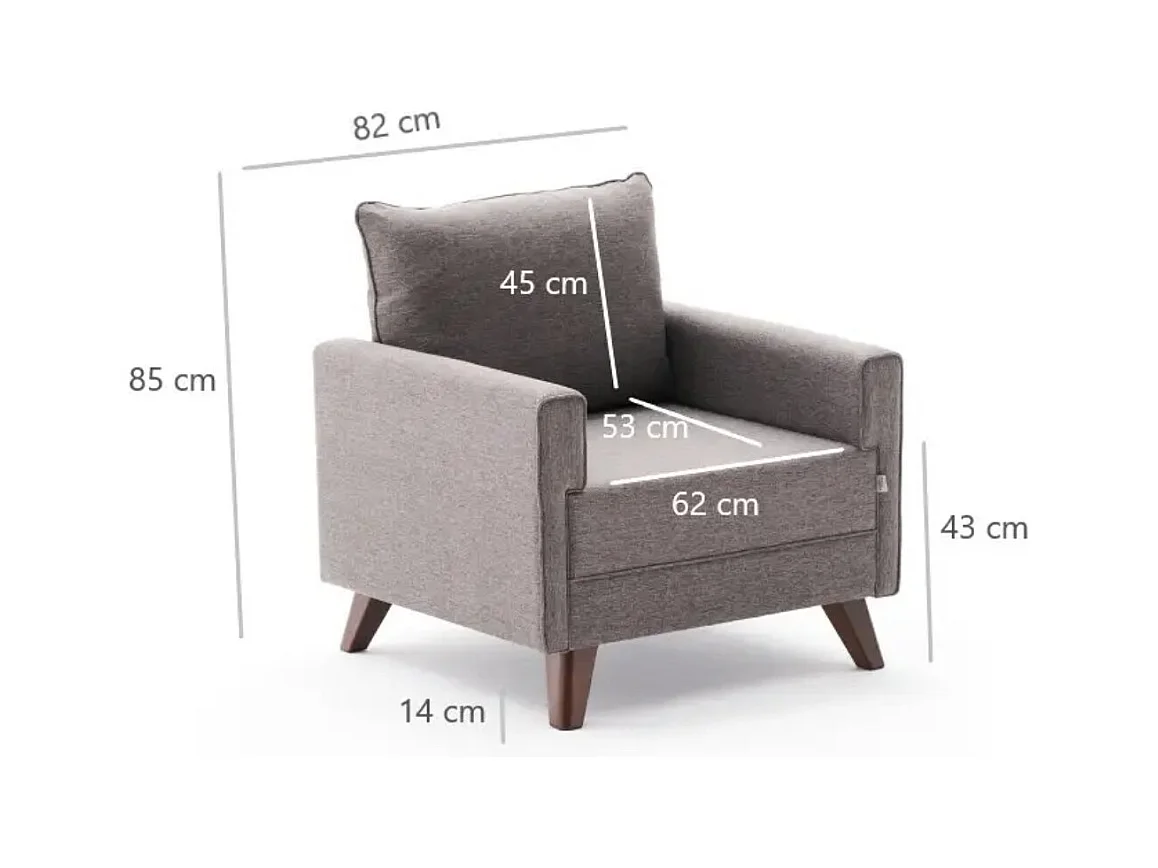 Fauteuil 1 place tissu marron Kandy 82cm