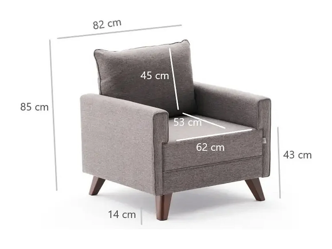 Fauteuil 1 place tissu marron Kandy 82cm