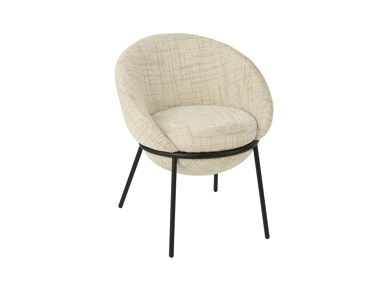 Lot de 2 fauteuils en tissu BOOBY – Structure en métal noir et design moderne-Beige