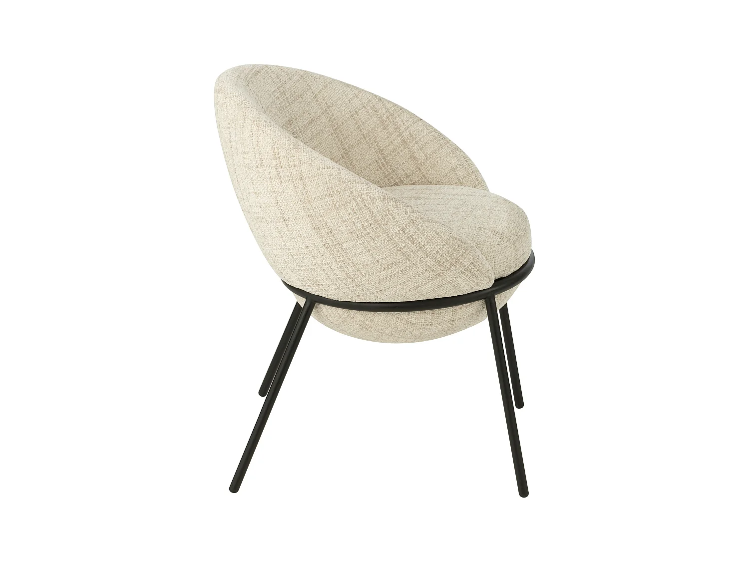 Lot de 2 fauteuils en tissu BOOBY – Structure en métal noir et design moderne-Beige