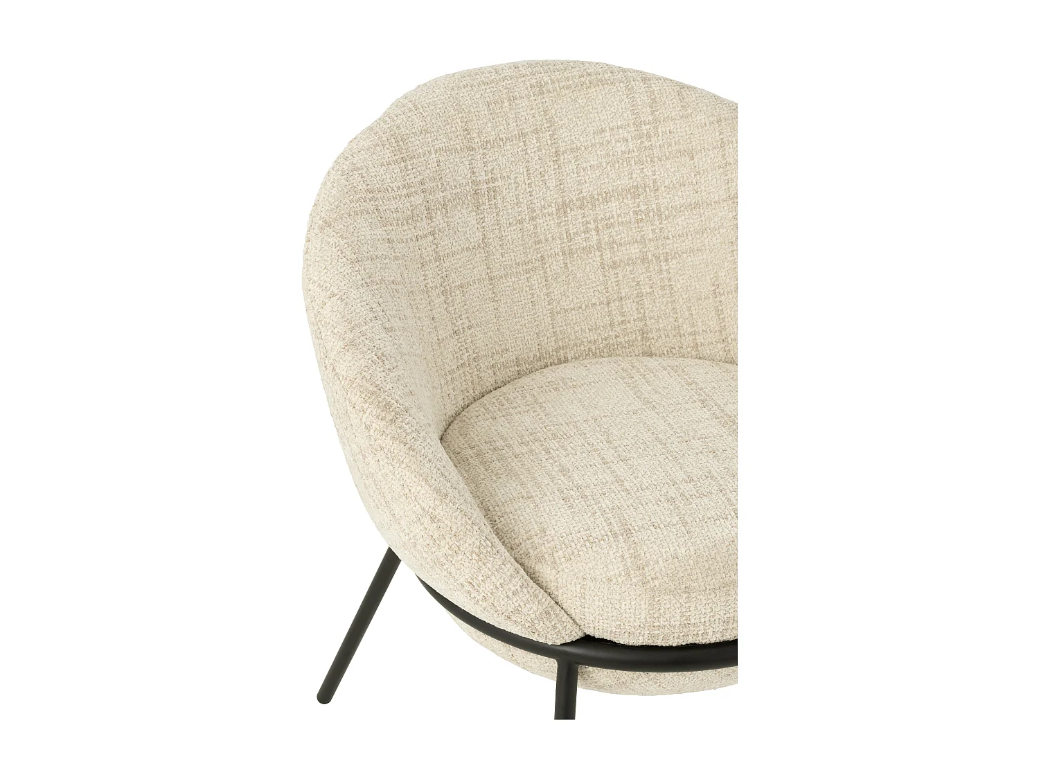 Lot de 2 fauteuils en tissu BOOBY – Structure en métal noir et design moderne-Beige