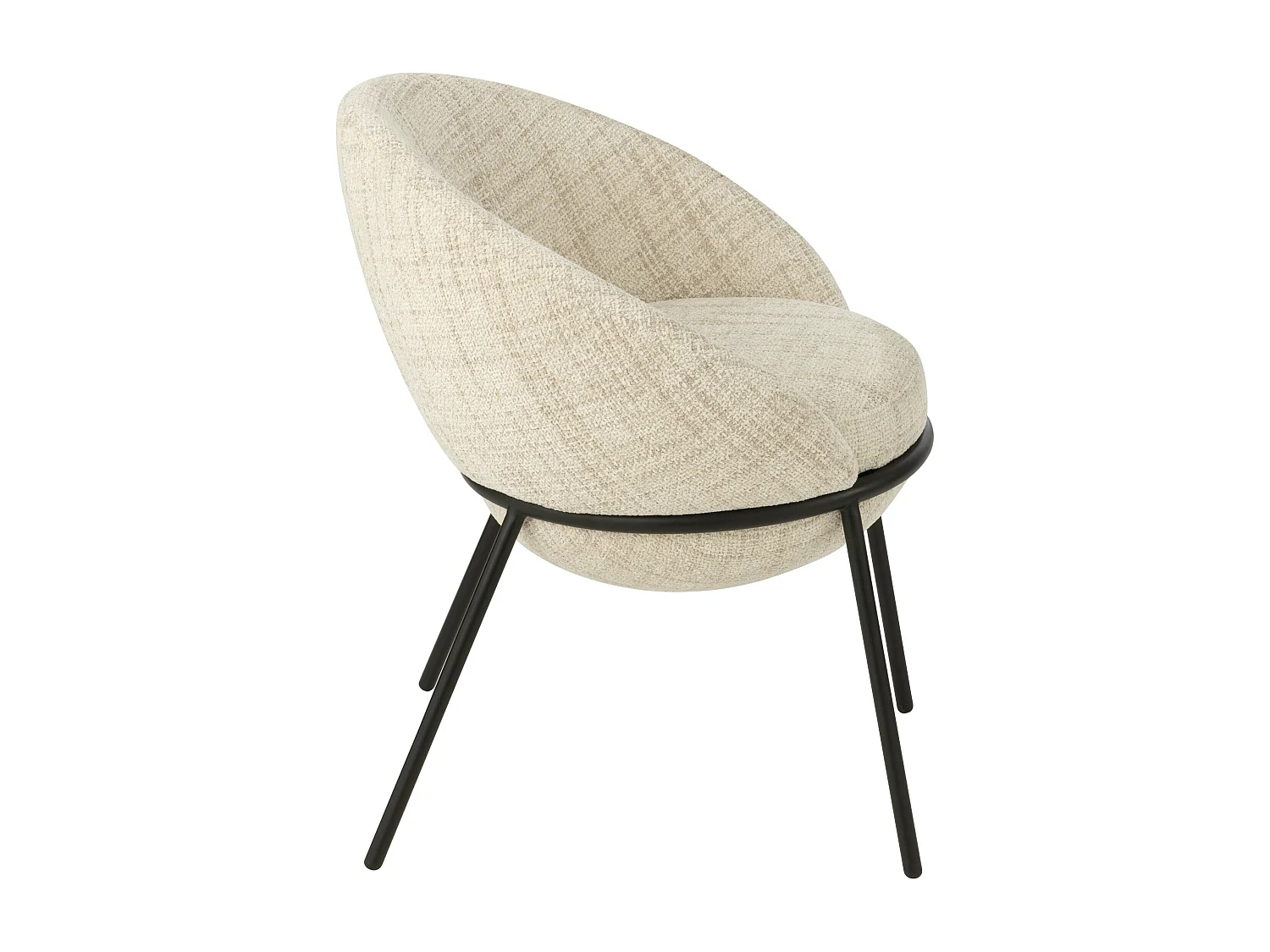 Lot de 2 fauteuils en tissu BOOBY – Structure en métal noir et design moderne-Beige