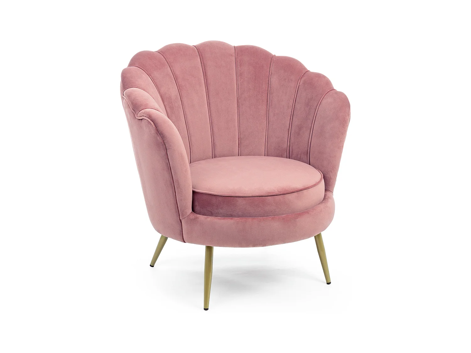 Sillón de terciopelo y patas de metal dorado Gala 80 cm-Color Rosa empolvado