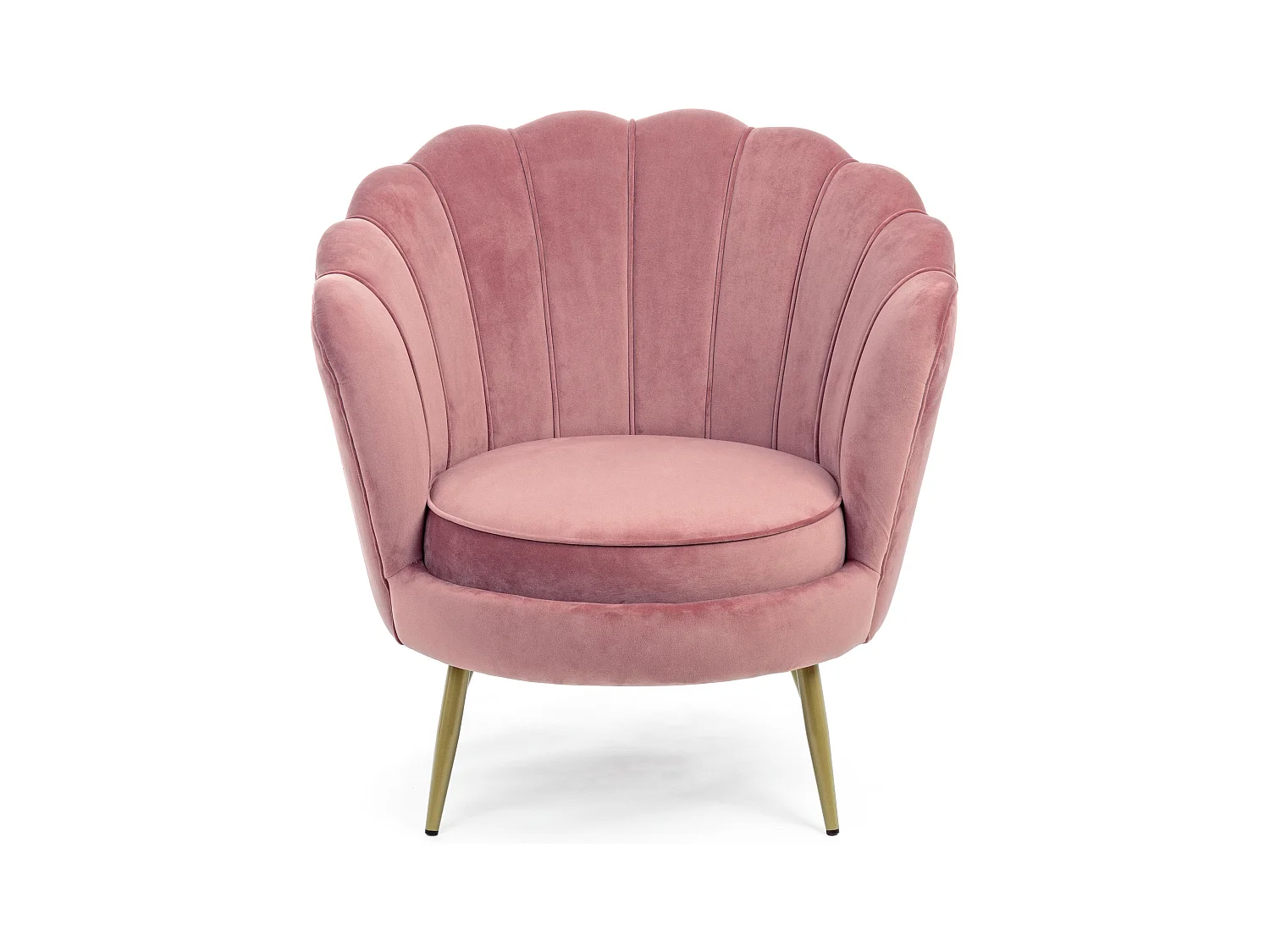 Sillón de terciopelo y patas de metal dorado Gala 80 cm-Color Rosa empolvado