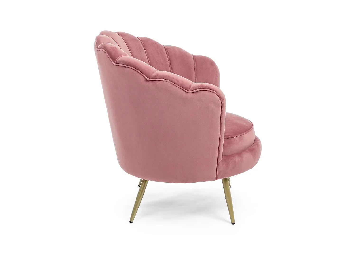 Sillón de terciopelo y patas de metal dorado Gala 80 cm-Color Rosa empolvado