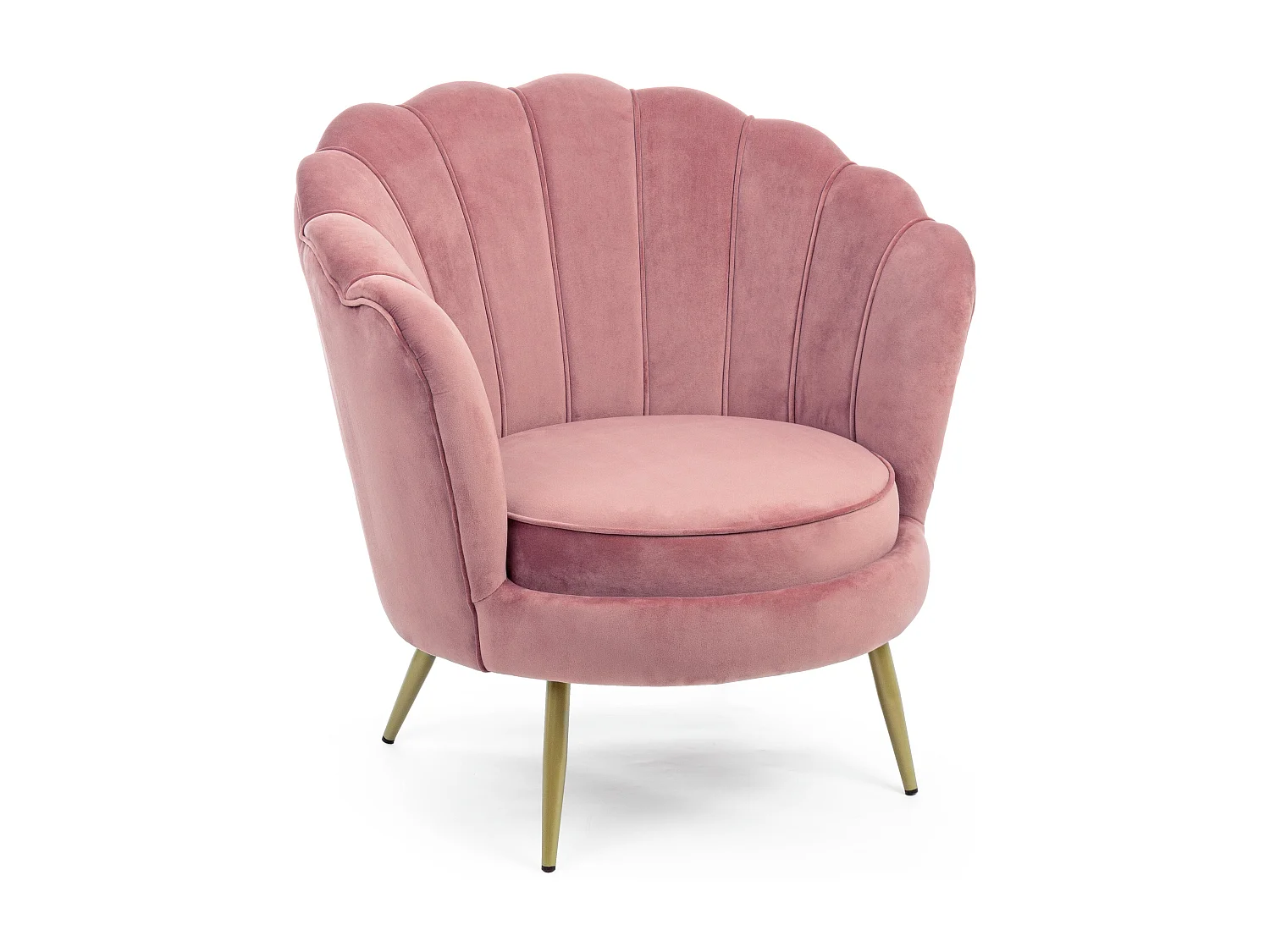 Fauteuil en velours et pieds métal doré Gala 80cm-Rose poudré
