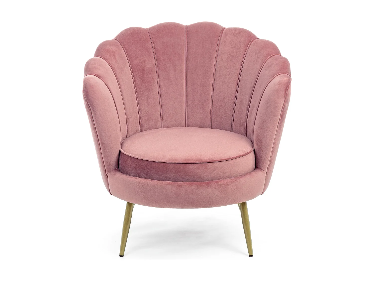 Fauteuil en velours et pieds métal doré Gala 80cm-Rose poudré