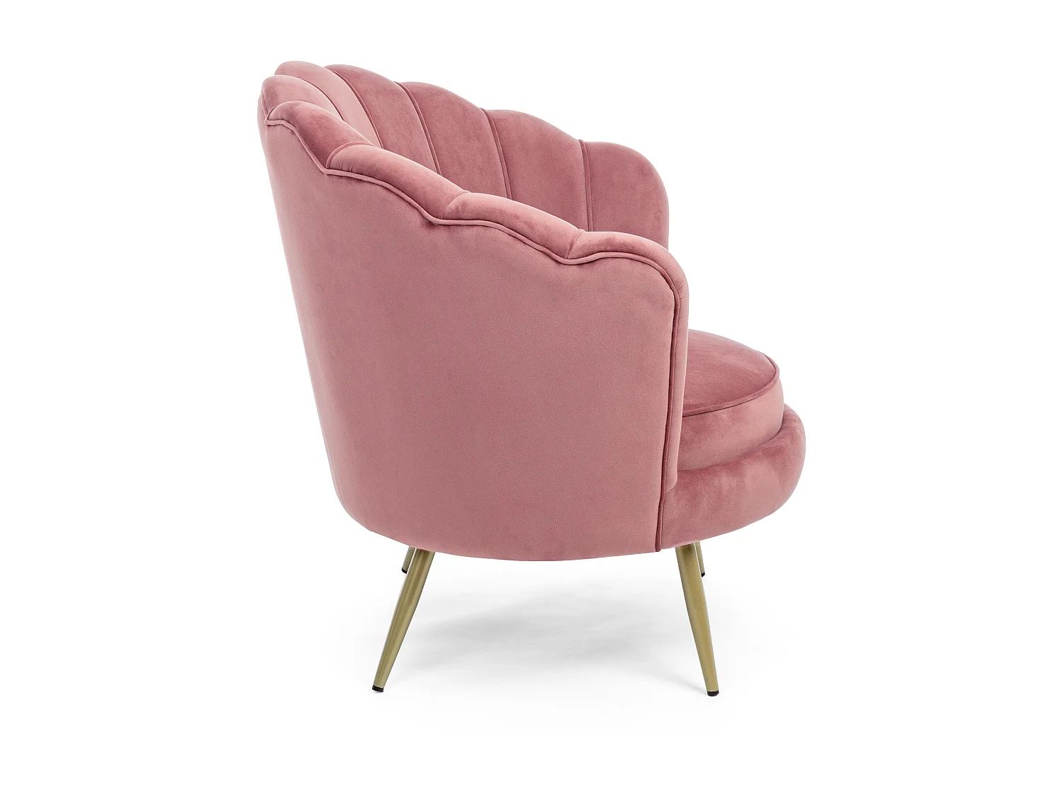 Fauteuil en velours et pieds métal doré Gala 80cm-Rose poudré