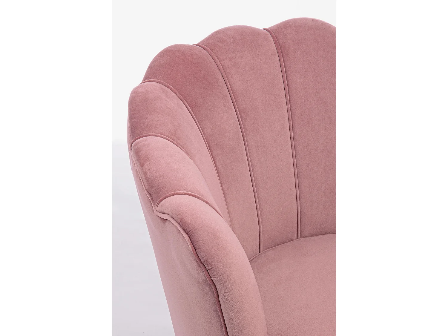 Fauteuil en velours et pieds métal doré Gala 80cm-Rose poudré