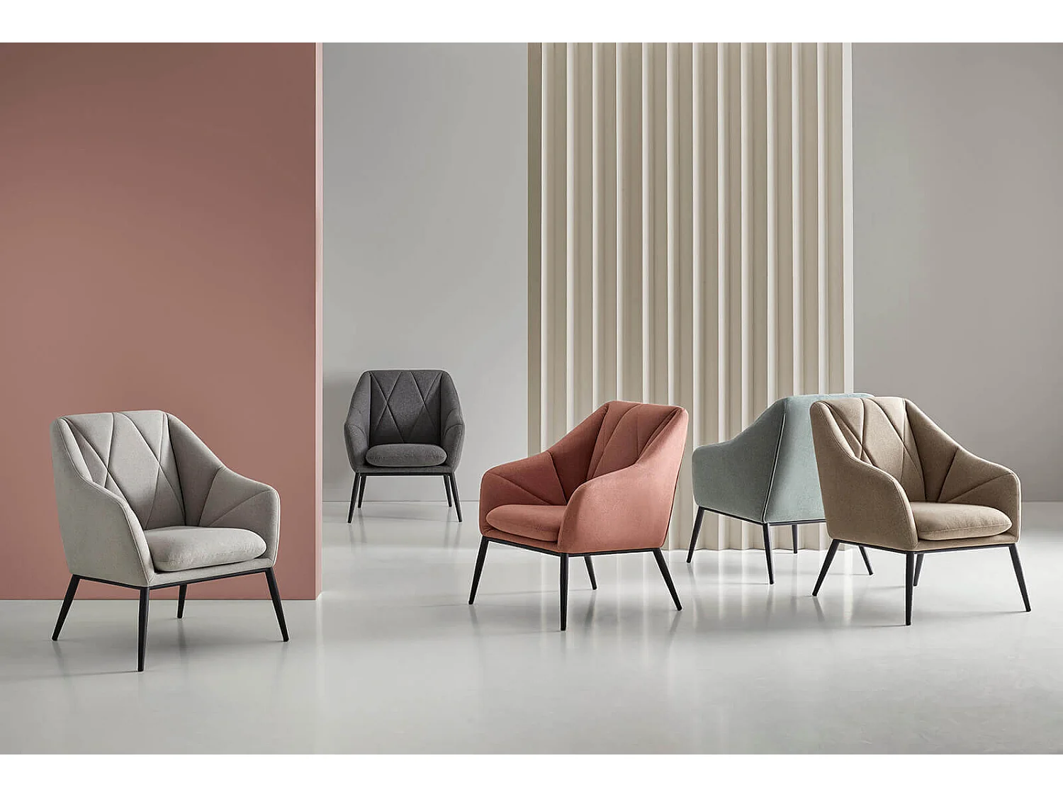 Fauteuil design tissu gris foncé Kyto 66cm