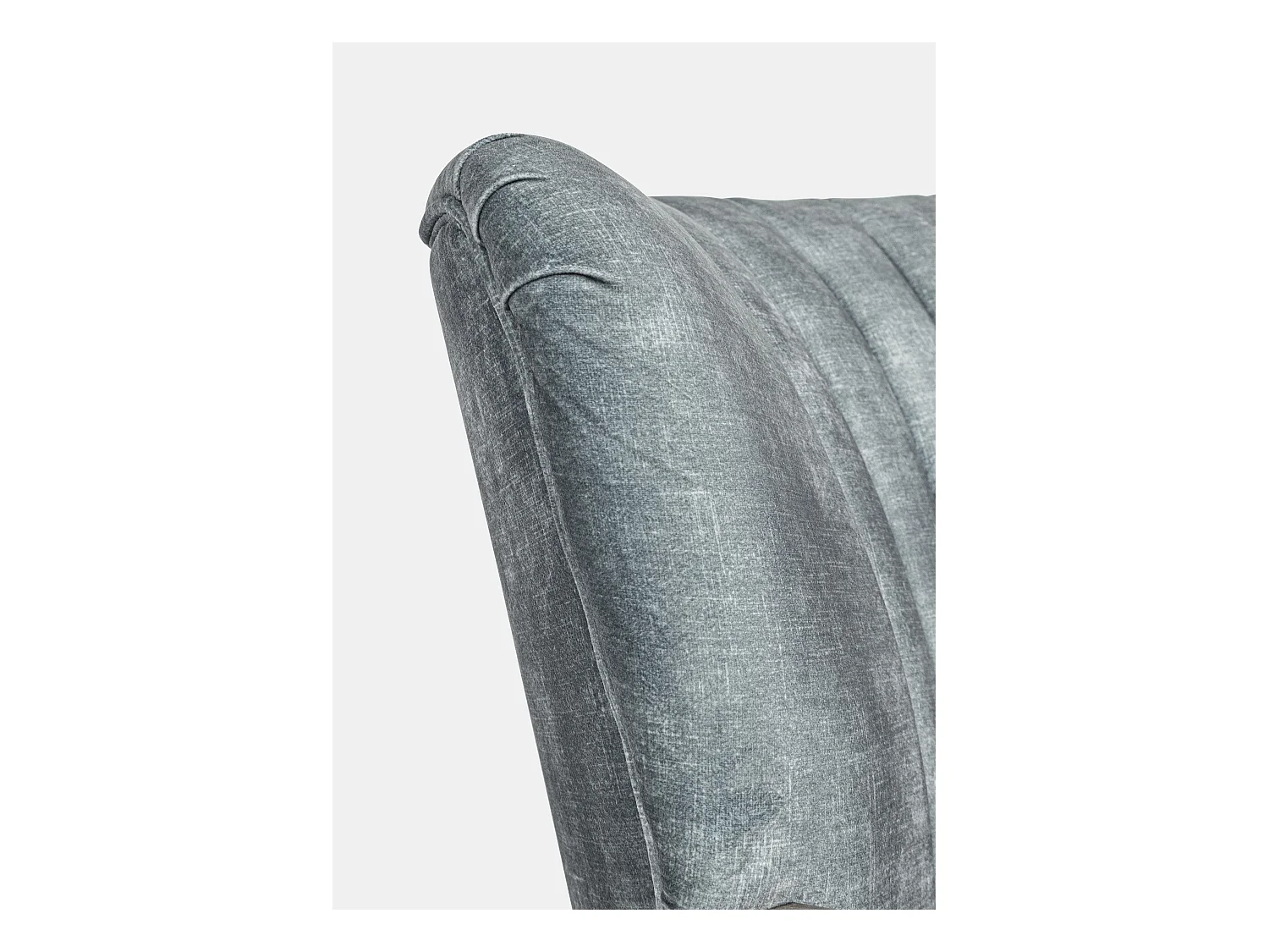 Fauteuil en bois naturel et rotin assise velours bleu Rucha 64cm