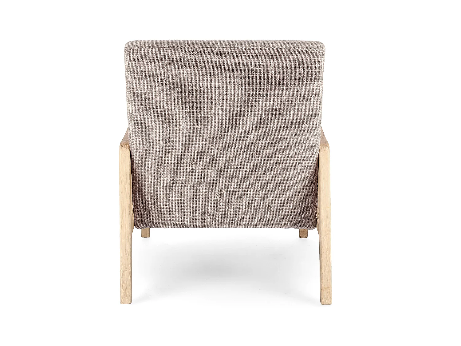 Fauteuil en bois de pin et rotin assise tissu gris Denvar 68cm