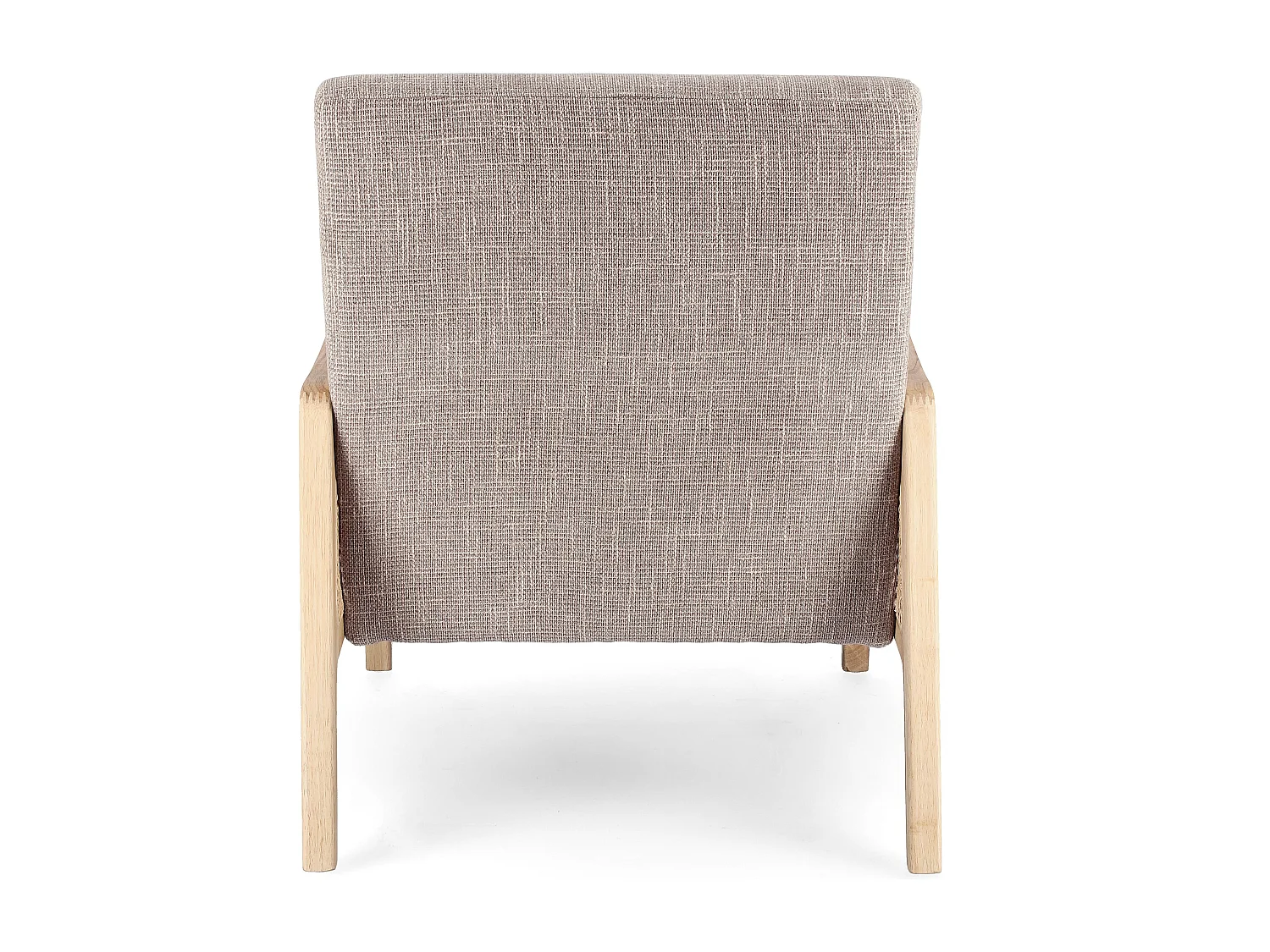 Fauteuil en bois de pin et rotin assise tissu gris Denvar 68cm