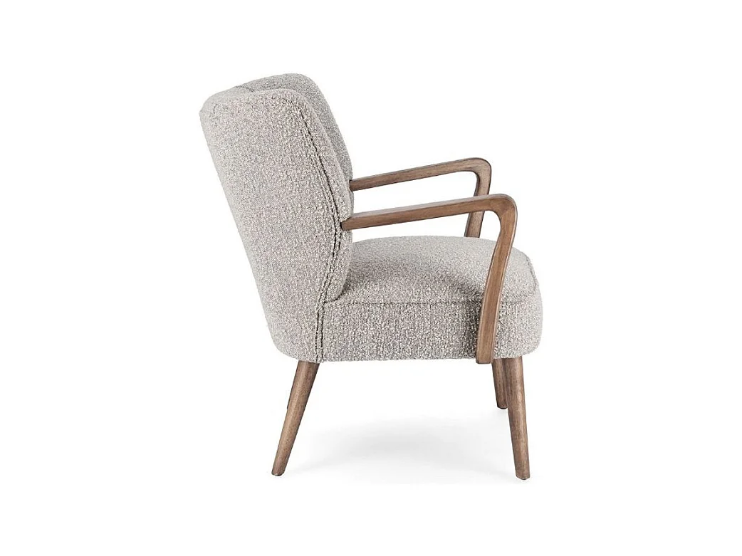 Fauteuil tissu gris effet laine et bois de hévéa Ritaz