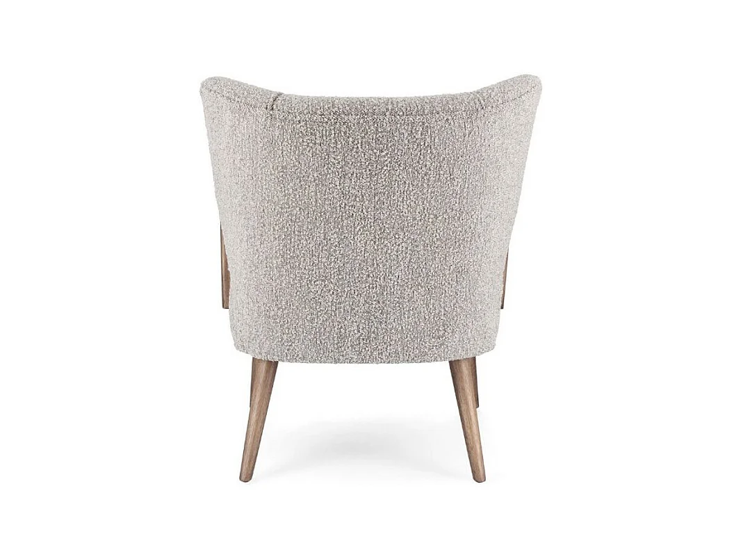 Fauteuil tissu gris effet laine et bois de hévéa Ritaz