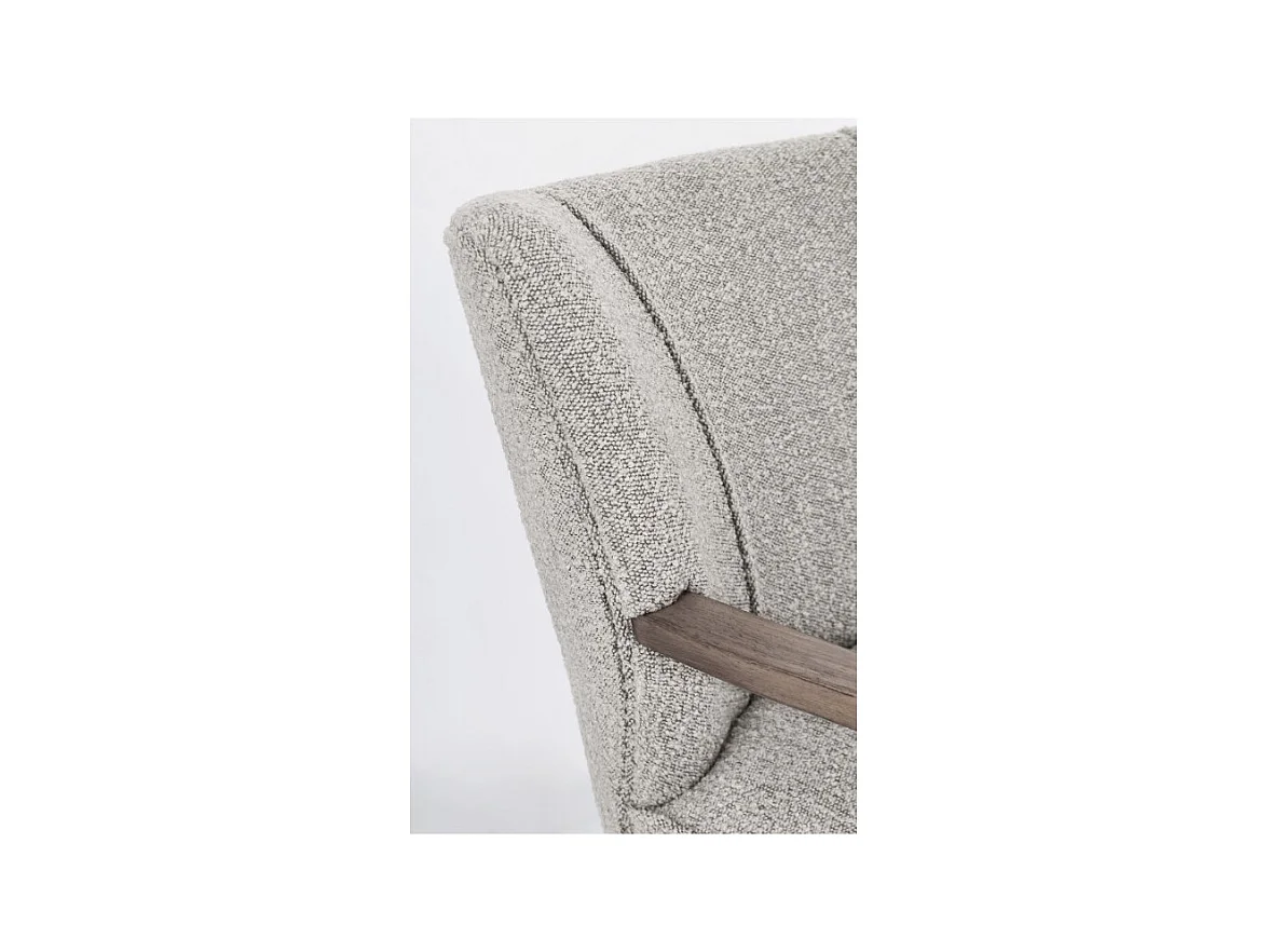 Fauteuil tissu gris effet laine et bois de hévéa Ritaz